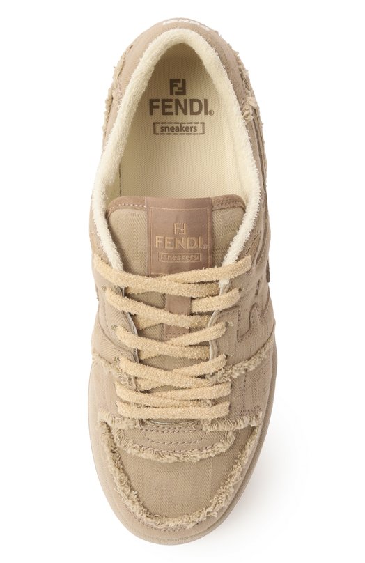Текстильные кеды Fendi Match Fendi 7E1495AN8L F1LQI Бежевый  7E1495AN8L F1LQI Фото 6