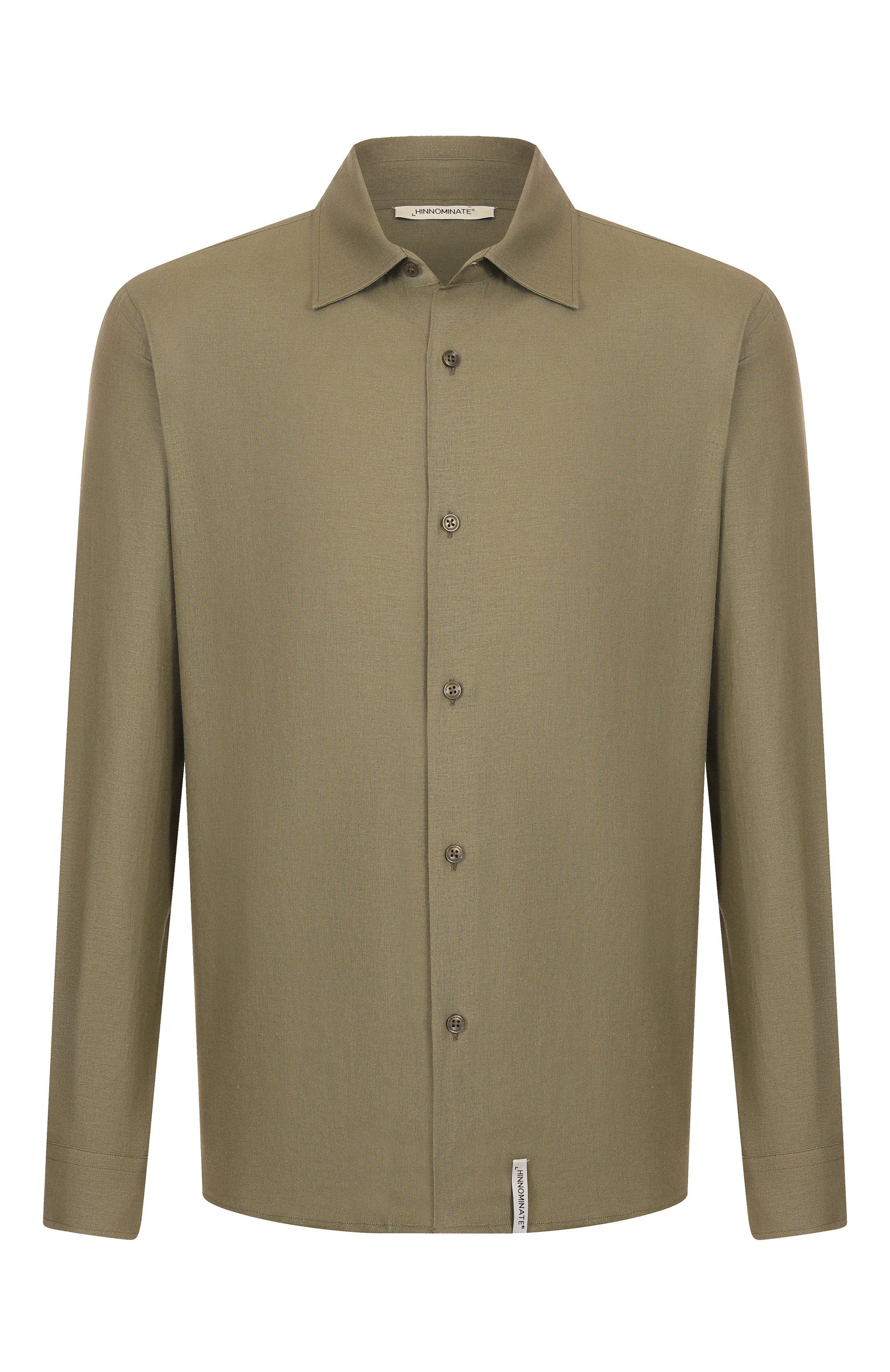 Рубашка изо льна и вискозы HINNOMINATE хаки цвета по цене 17550 руб., арт. HMABM01347, фото 1 Рубашка изо льна и вискозы HINNOMINATE, арт. HMABM01347, фото 1