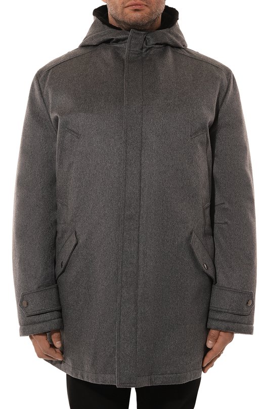 Кашемировая парка с подкладкой из нутрии Kired Серый, фото 3