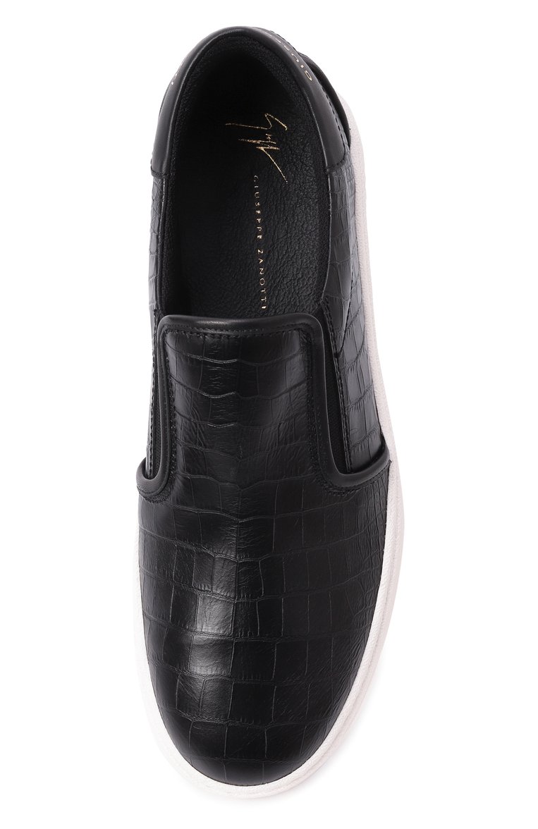 Мужские кожаные слипоны GIUSEPPE ZANOTTI DESIGN черного цвета, арт. RM40026/003 | Фото 6 (Материал внутренний: Текстиль, Натуральная кожа; Нос: Не проставлено; Стили: Кэжуэл; Материал внешний: Натуральная кожа; Кросс-КТ: Низкие)