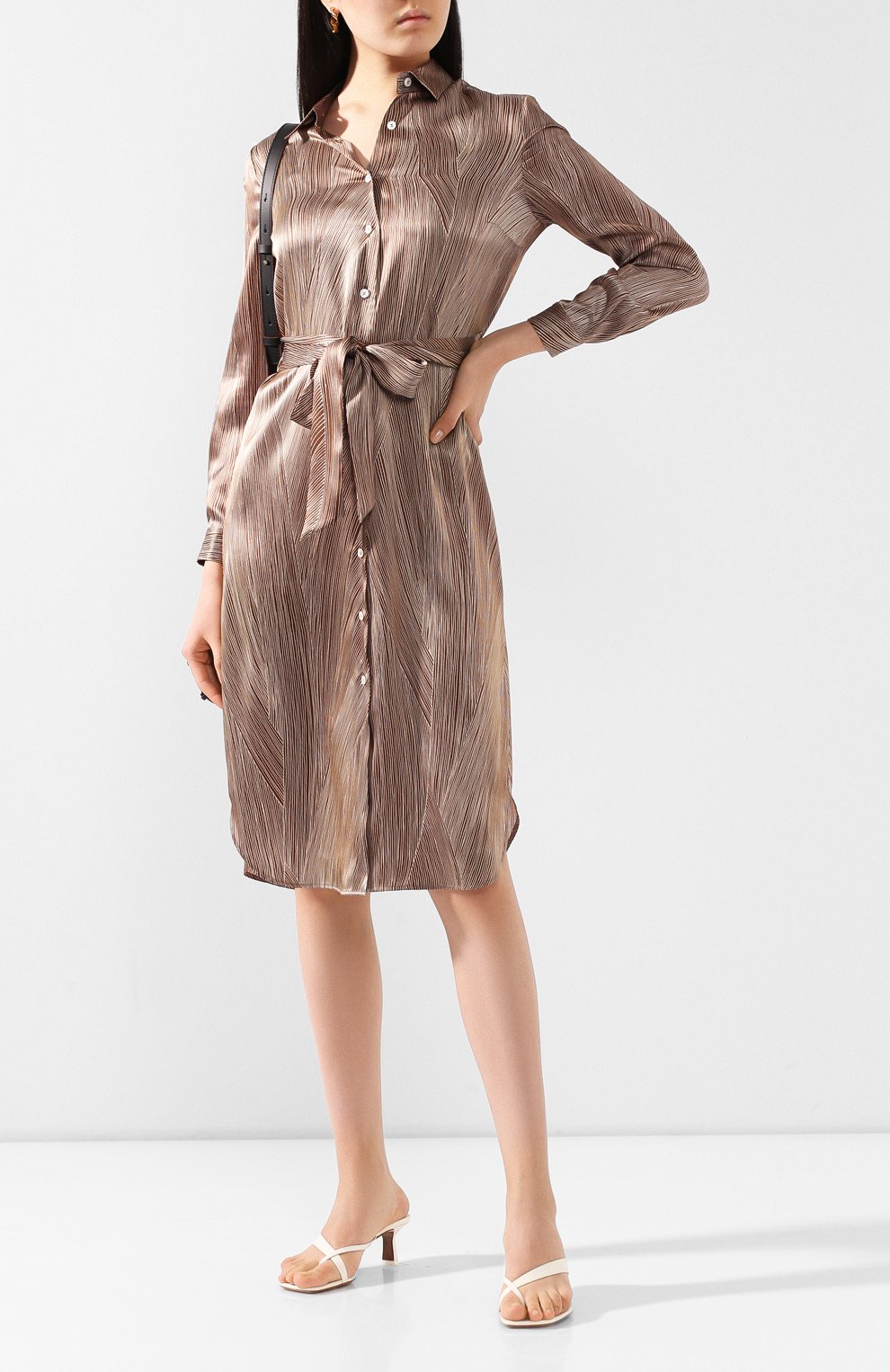 Шелковое платье KITON коричневого цвета по цене 129500 руб., арт. D49353K09S83, фото 2 Шелковое платье KITON, арт. D49353K09S83, фото 2