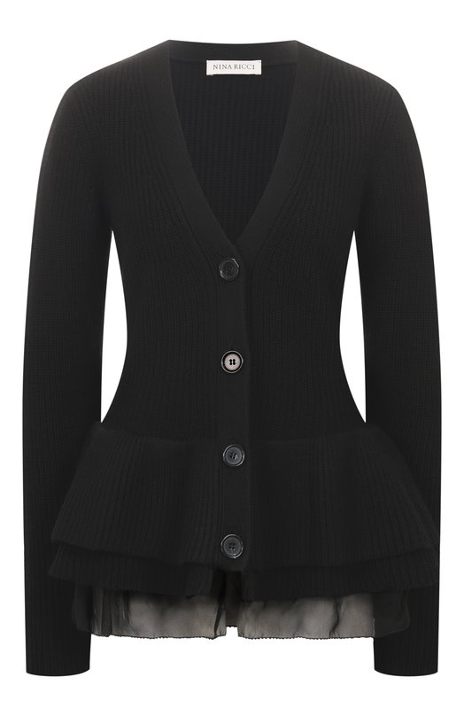 Шерстяной кардиган Nina Ricci 25AMCR008/ML0581 Чёрный 25AMCR008/ML0581