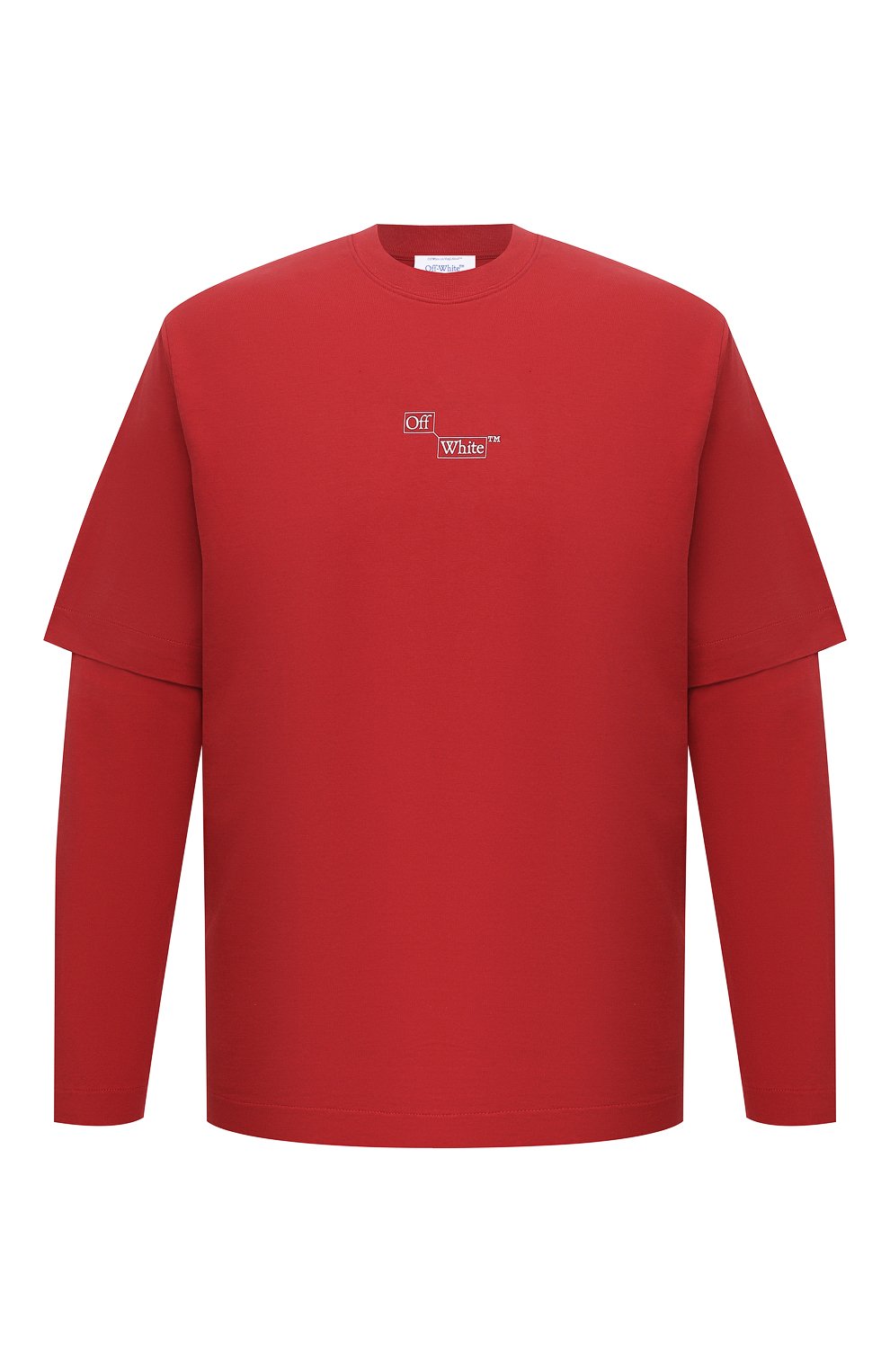 Хлопковый лонгслив OFF-WHITE красного цвета по цене 43950 руб., арт. 0MAB087F23JER001, фото 1 Хлопковый лонгслив OFF-WHITE, арт. 0MAB087F23JER001, фото 1
