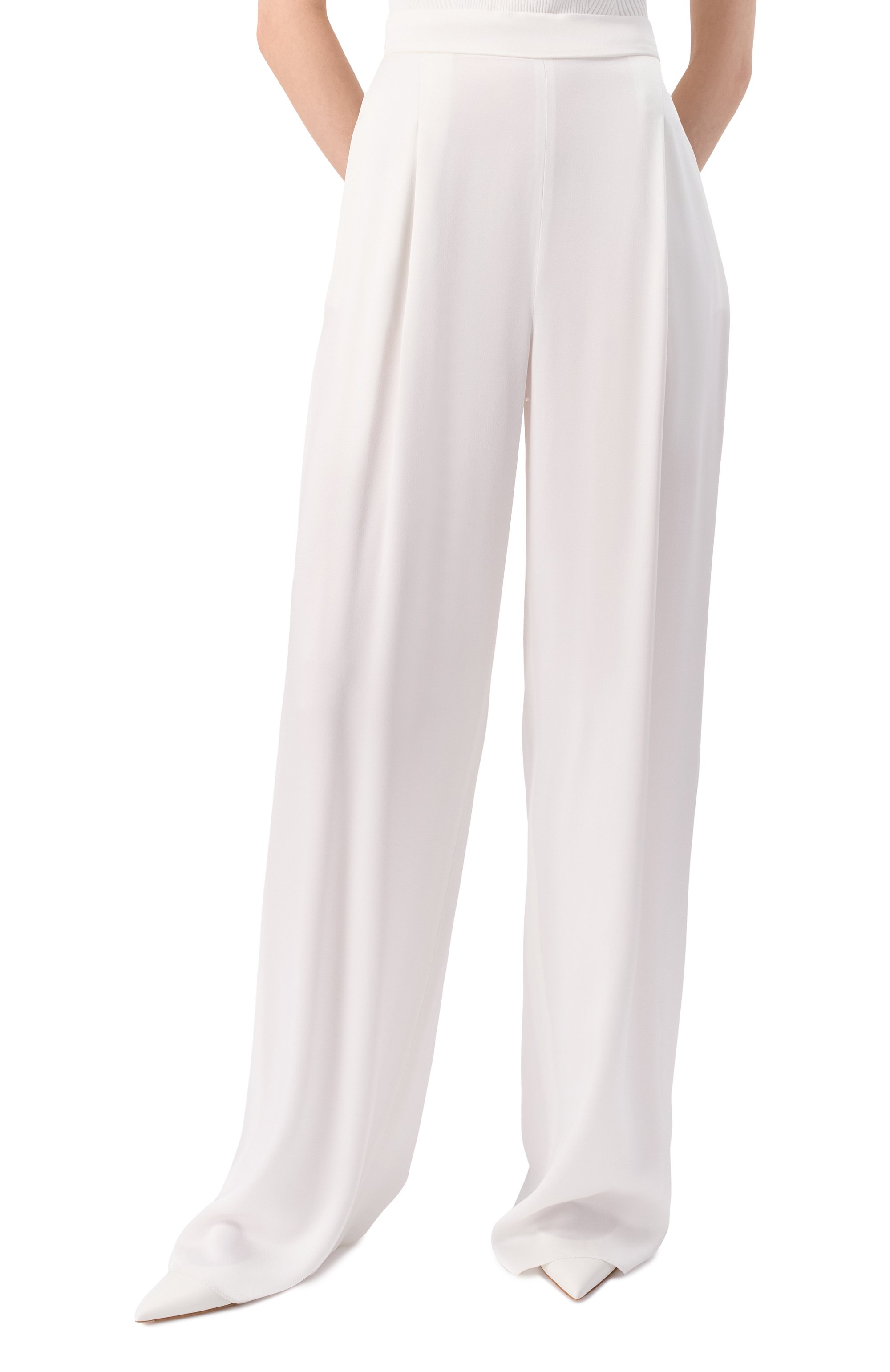 Атласные брюки MAX MARA STUDIO белого цвета по цене 47150 руб., арт. IETI, фото 3 Атласные брюки MAX MARA STUDIO, арт. IETI, фото 3