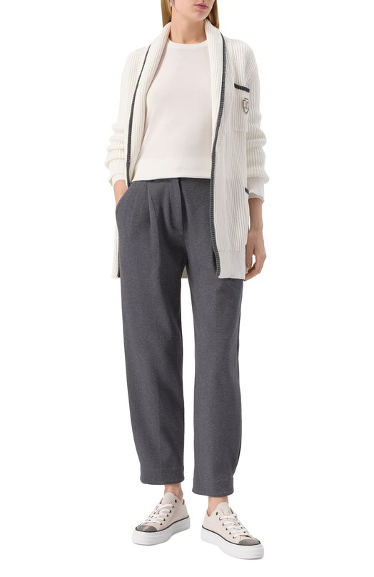 Хлопковый кардиган Brunello Cucinelli MSB581306 Белый  MSB581306 Фото 2