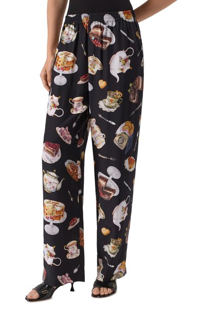 Шелковые брюки MOSCHINO черного цвета по цене 103500 руб., арт. A0328/5559, фото 3 Шелковые брюки MOSCHINO, арт. A0328/5559, фото 3