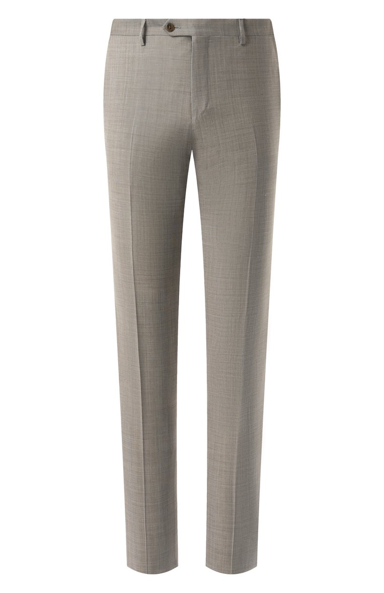 Мужские шерстяные брюки CORNELIANI светло-бежевого цвета, арт. 255B01-2517087 | Фото 1 (Материал сплава: Проставлено; Длина (брюки, джинсы): Стандартные; Драгоценные камни: Проставлено; Материал внешний: Шерсть; Стили: Классический, Кэжуэл; Случай: Формальный, Повседневный)