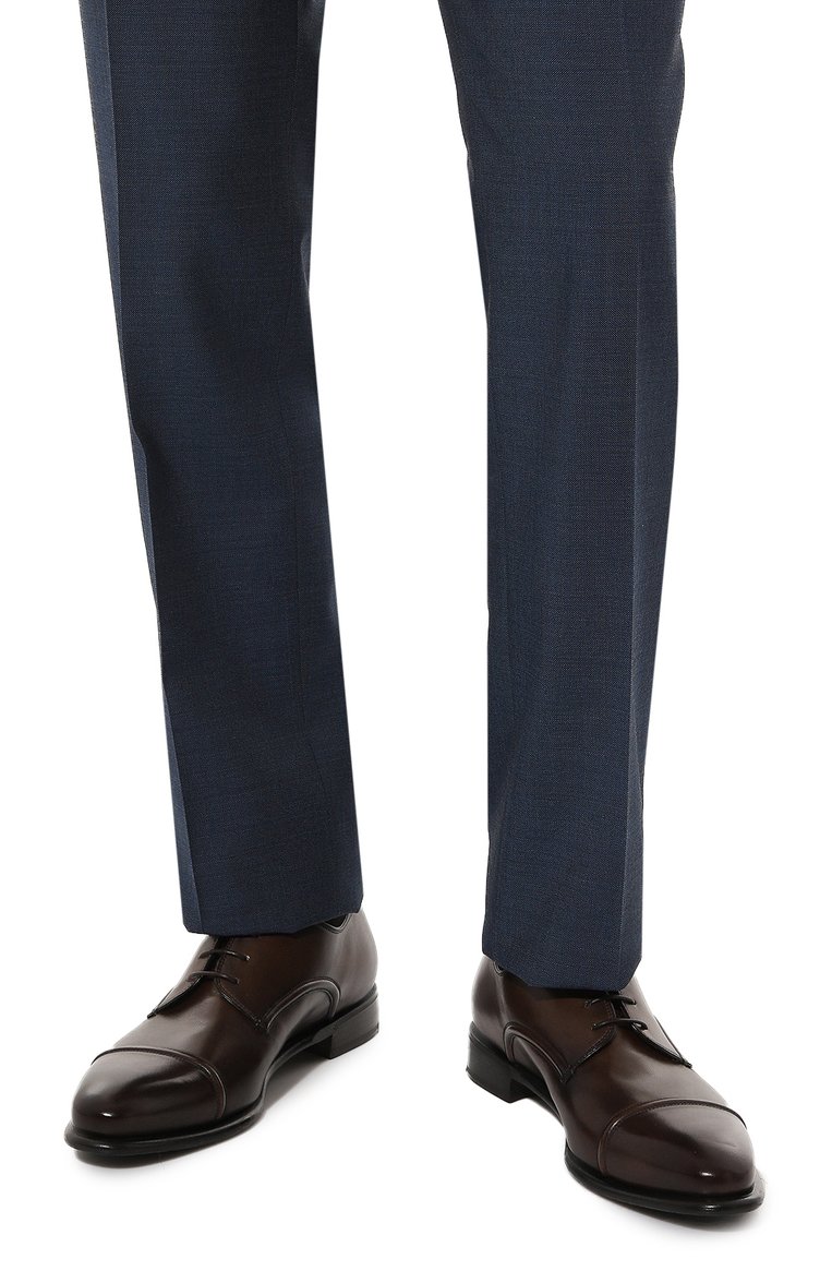 Мужские кожаные дерби BARRETT темно-коричневого цвета, арт. 221U038.13 | Фото 3 (Материал внутренний: Натуральная кожа; Материал сплава: Проставлено; Нос: Не проставлено; Стили: Классический)