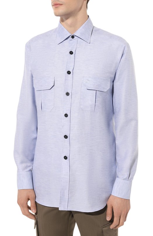 Рубашка из хлопка и шелка Stefano Ricci SP006289/R2150 Голубой  SP006289/R2150 Фото 3