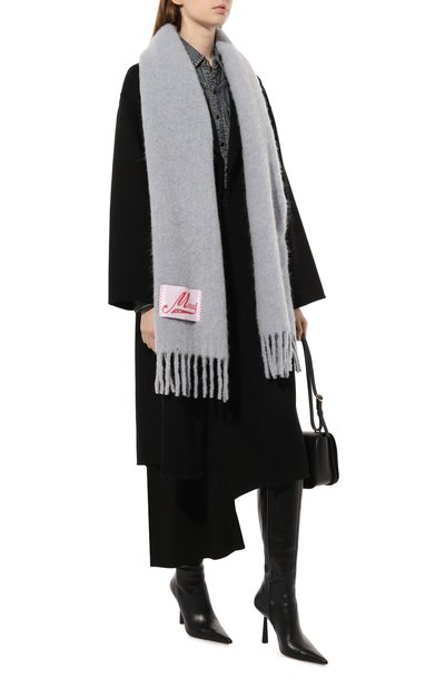 Шерстяной шарф MARNI серого цвета по цене 42450 руб., арт. SCMC0059Y0/UTW918, фото 2 Шерстяной шарф MARNI, арт. SCMC0059Y0/UTW918, фото 2