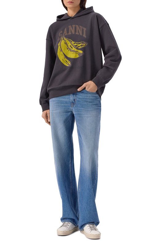 Хлопковое худи Ganni A1060025 Чёрный  A1060025 Фото 2