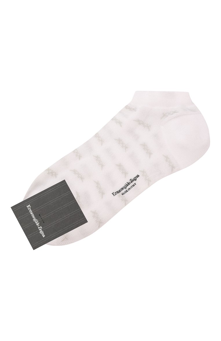 Мужские хлопковые носки ZEGNA белого цвета, арт. N5V024490 | Фото 1 (Кросс-КТ: бельё; Материал сплава: Проставлено; Нос: Не проставлено; Материал внешний: Хлопок)