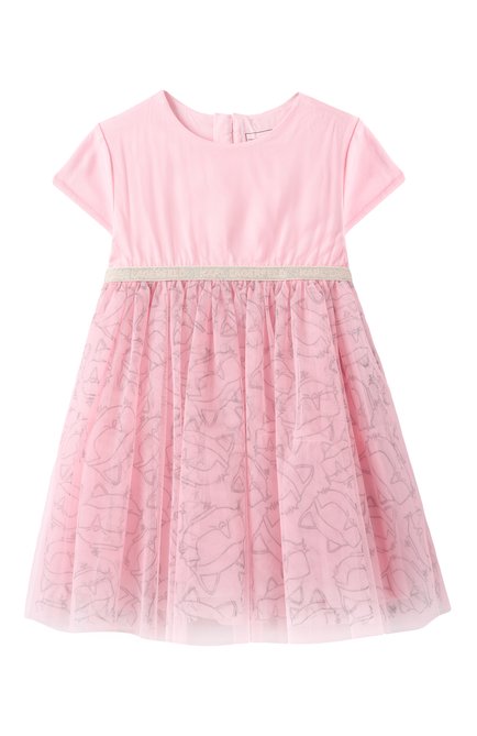 Детское платье KARL LAGERFELD KIDS светло-розового цвета, арт. Z30519. | Фото 1 (Материал подклада: Вискоза; Рукава: Короткие; Драгоценные камни: Проставлено; Материал сплава: Проставлено)