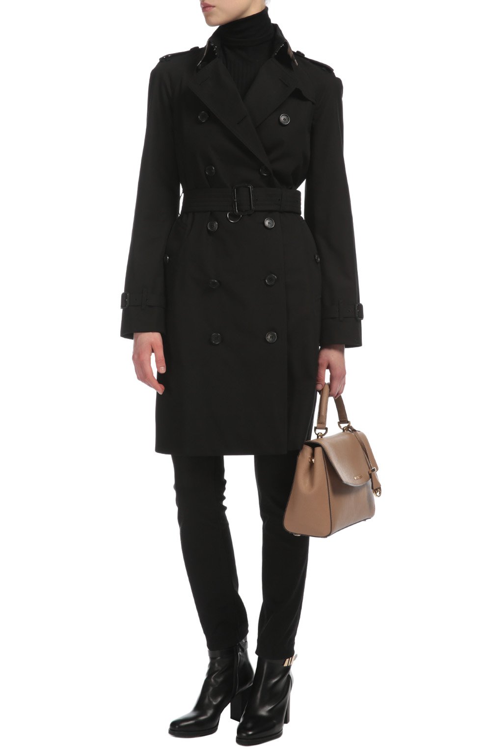 Тренч с поясом BURBERRY черного цвета по цене 213500 руб., арт. 3900843, фото 4 Тренч с поясом BURBERRY, арт. 3900843, фото 4