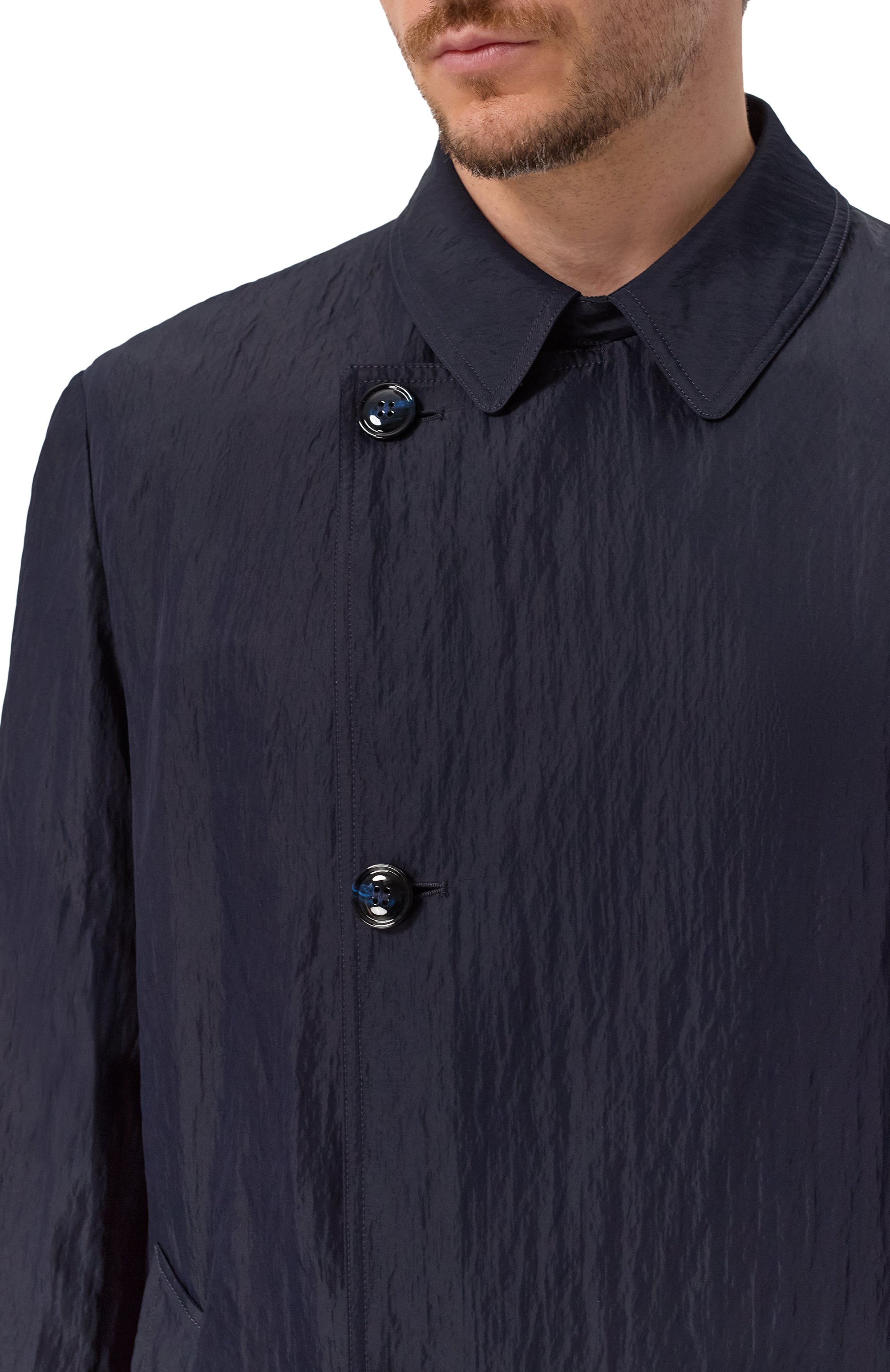 Плащ из вискозы GIORGIO ARMANI темно-синего цвета по цене 411000 руб., арт. GM003172/TE20289, фото 4 Плащ из вискозы GIORGIO ARMANI, арт. GM003172/TE20289, фото 4