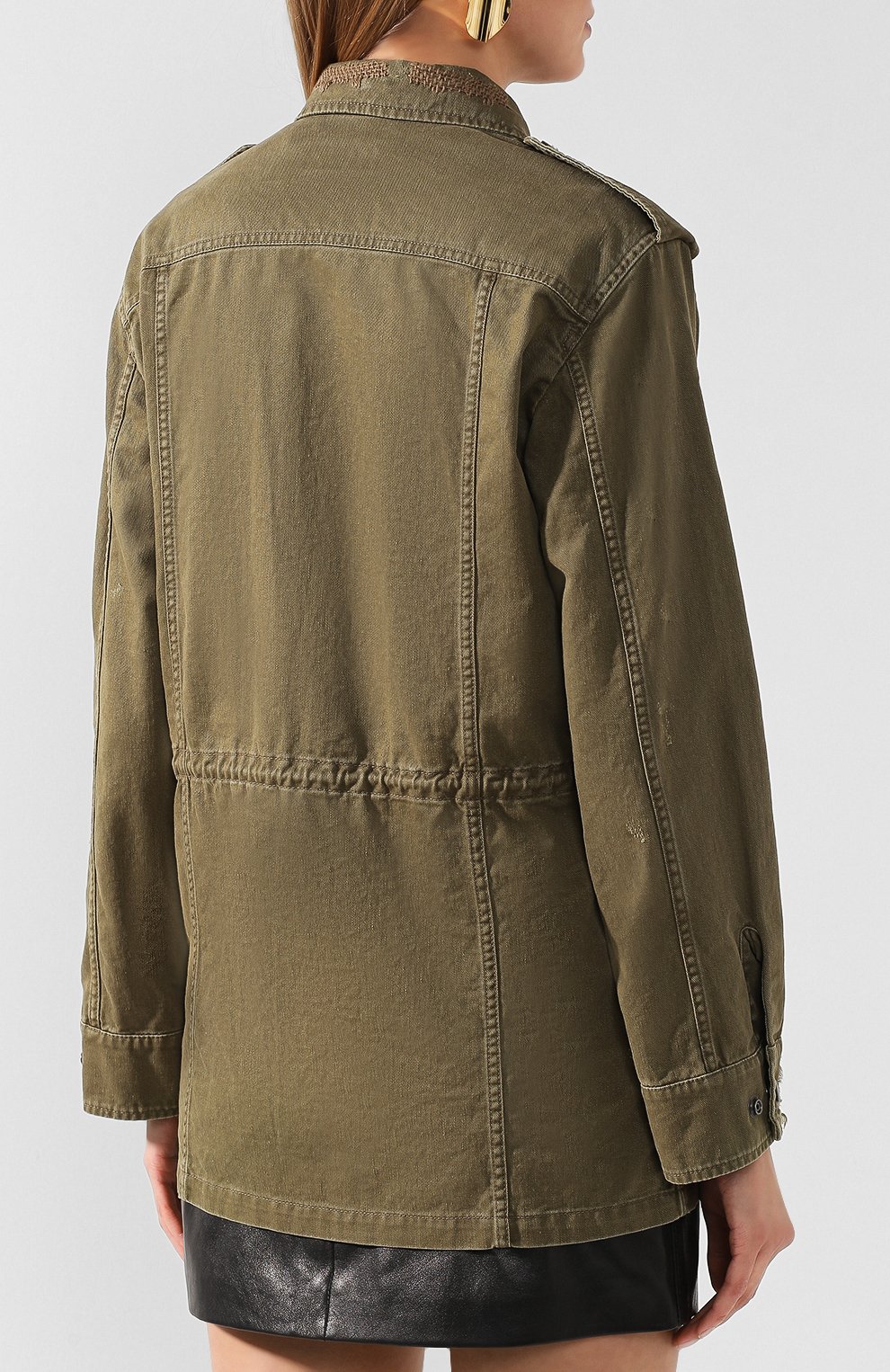 Хлопковая парка SAINT LAURENT хаки цвета по цене 225500 руб., арт. 560709/Y153W, фото 4 Хлопковая парка SAINT LAURENT, арт. 560709/Y153W, фото 4
