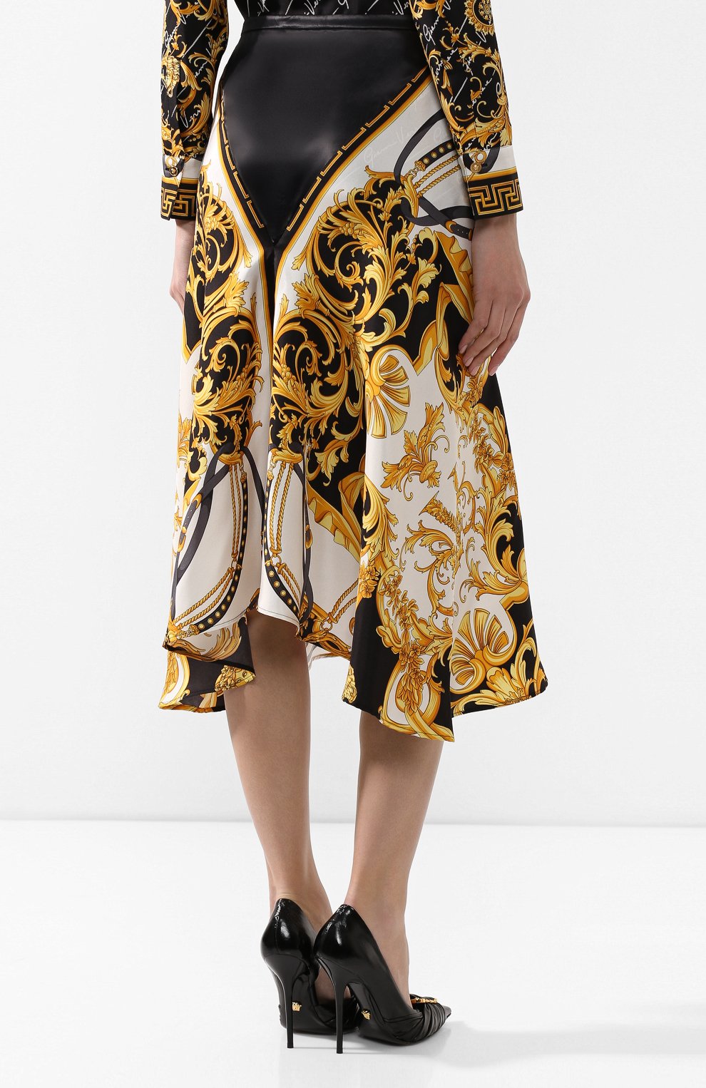 Шелковая юбка VERSACE разноцветного цвета по цене 108000 руб., арт. A85365/A233248, фото 4 Шелковая юбка VERSACE, арт. A85365/A233248, фото 4