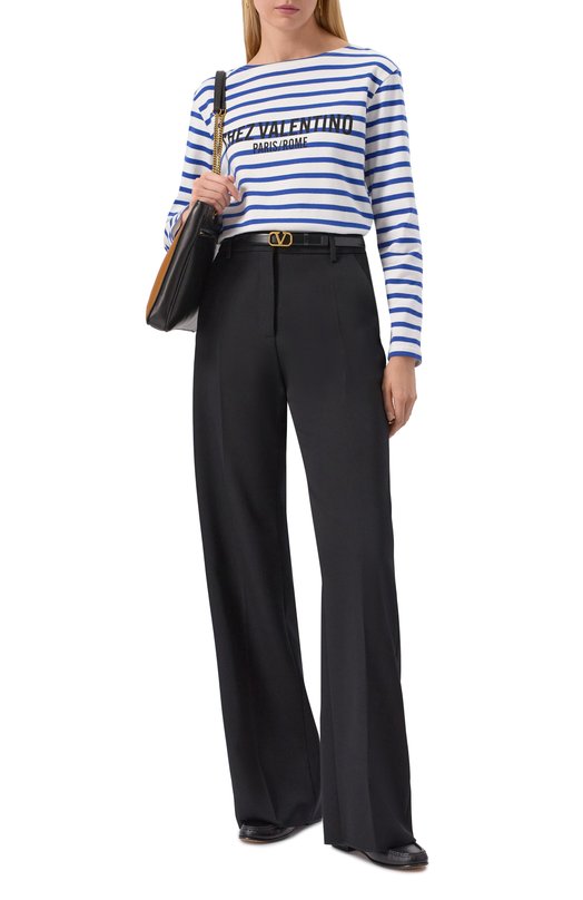 Хлопковый лонгслив Valentino 6B3MG24C/962 Голубой  6B3MG24C/962 Фото 2