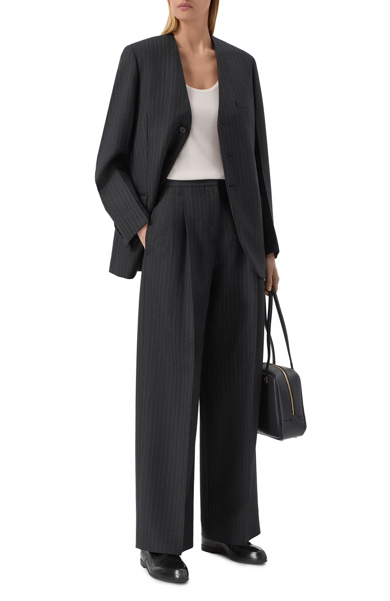 Шерстяные брюки JIL SANDER темно-синего цвета по цене 236000 руб., арт. J02KA0396/J40334, фото 2 Шерстяные брюки JIL SANDER, арт. J02KA0396/J40334, фото 2