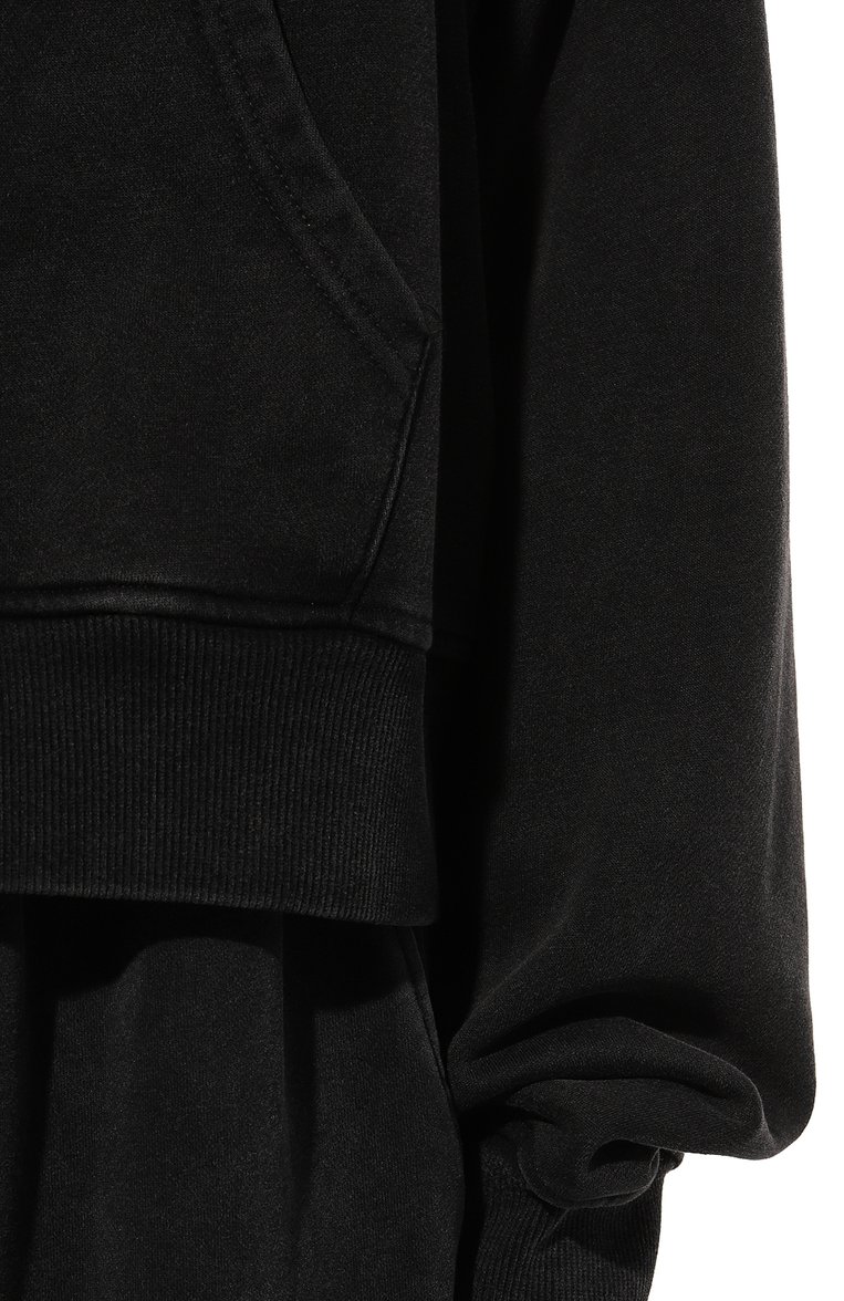 Женский хлопковая толстовка ADDICTED черного цвета, арт. FT2315 | Фото 5 (Рукава: Длинные; Длина (для топов): Стандартные; Материал сплава: Проставлено; Материал внешний: Хлопок; Стили: Спорт-шик; Женское Кросс-КТ: Кардиган-одежда; Драгоценные камни: Проставлено)