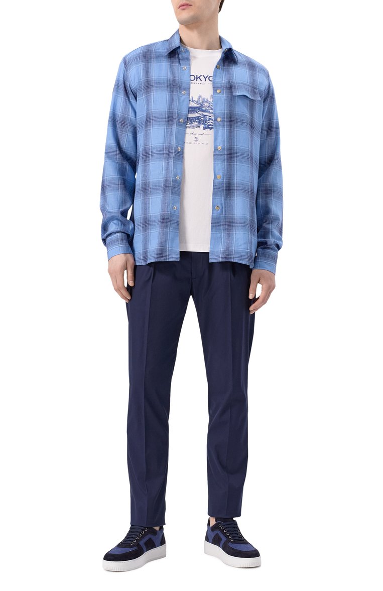 Мужские комбинированные кеды CORNELIANI синего цвета, арт. 25TM70-2520911 | Фото 2 (Материал внешний: Натуральная кожа, Текстиль; Подошва: Массивная; Материал внутренний: Натуральная кожа; Стили: Классический; Кросс-КТ: Низкие; Материал утеплителя: Без утеплителя)