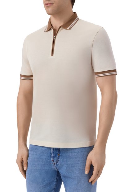 Хлопковое поло GRAN SASSO светло-бежевого цвета по цене 26050 руб., арт. 60147/74219, фото 3 Хлопковое поло GRAN SASSO, арт. 60147/74219, фото 3