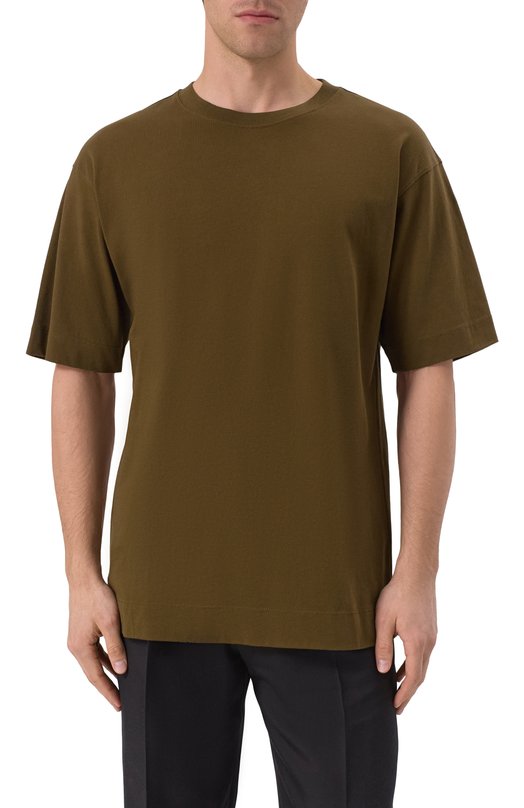 Хлопковая футболка Dries Van Noten 251-021111-1603 Хаки  251-021111-1603 Фото 3