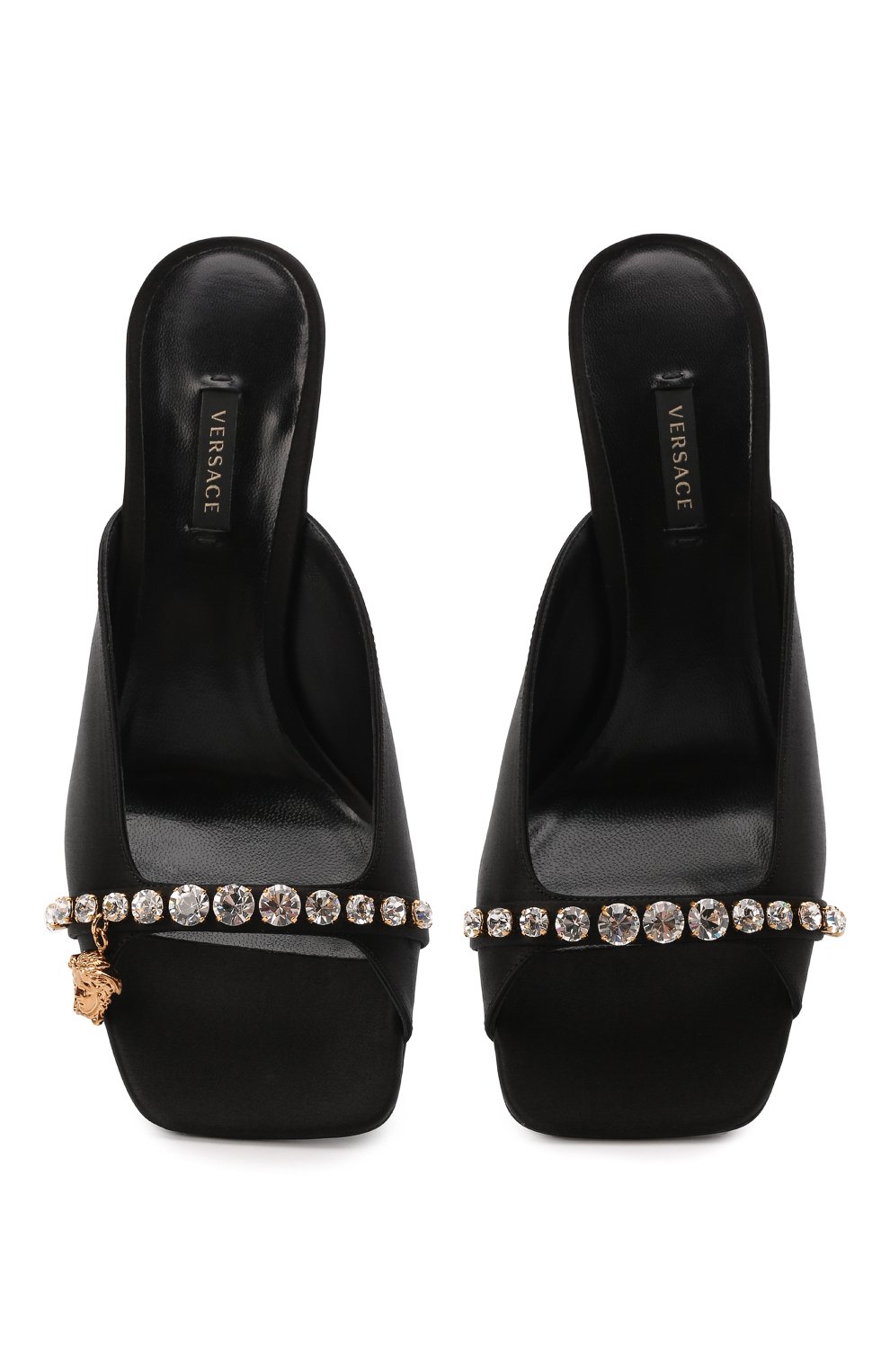 Текстильные мюли la medusa charm VERSACE черного цвета по цене 96350 руб., арт. 1000824/DRA67, фото 6 Текстильные мюли la medusa charm VERSACE, арт. 1000824/DRA67, фото 6