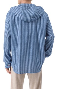 Мужская хлопковая рубашка KITON голубого цвета, арт. UMCMARH0912901_46-50 | Фото 4 (Рукава: Длинные; Длина (для топов): Стандартные; Манжеты: На кнопках; Стили: Кэжуэл; Воротник: С капюшоном; Случай: Повседневный; Принт: Полоска; Материал внешний: Хлопок; Автоматизация состава: Проставлено; Автоматизация ТО: Проставлено)
