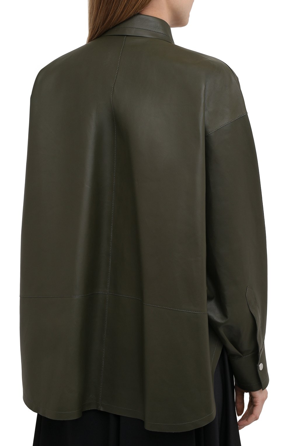 Кожаная рубашка LOEWE хаки цвета по цене 250500 руб., арт. S359337XBW, фото 4 Кожаная рубашка LOEWE, арт. S359337XBW, фото 4
