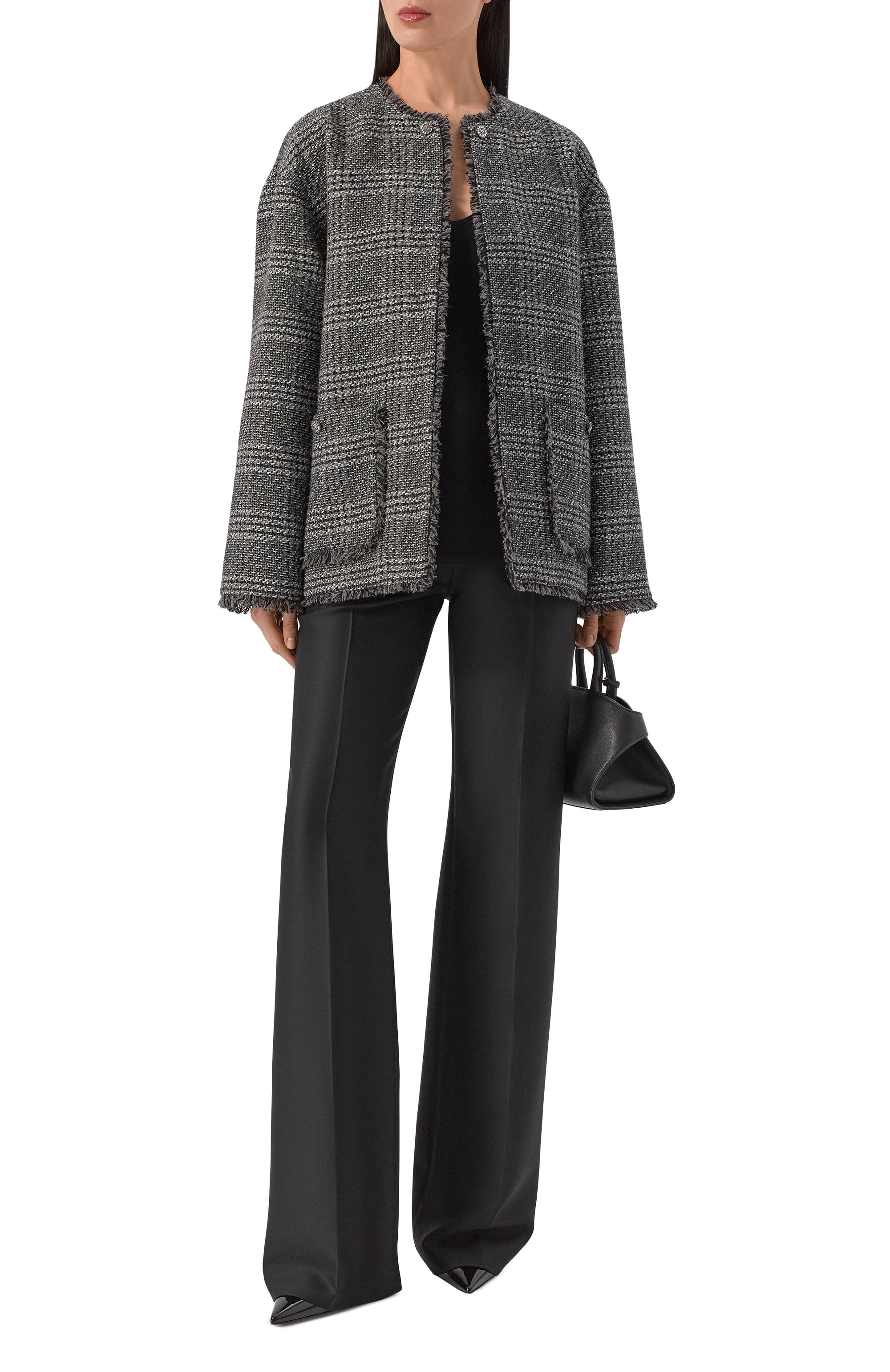 Твидовый жакет SEVEN LAB серого цвета по цене 28980 руб., арт. 225-S-W-10-2M-049, фото 2 Твидовый жакет SEVEN LAB, арт. 225-S-W-10-2M-049, фото 2