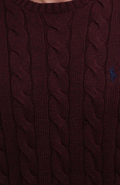 Хлопковый свитер POLO RALPH LAUREN бордового цвета по цене 28400 руб., арт. 710775885, фото 5 Хлопковый свитер POLO RALPH LAUREN, арт. 710775885, фото 5