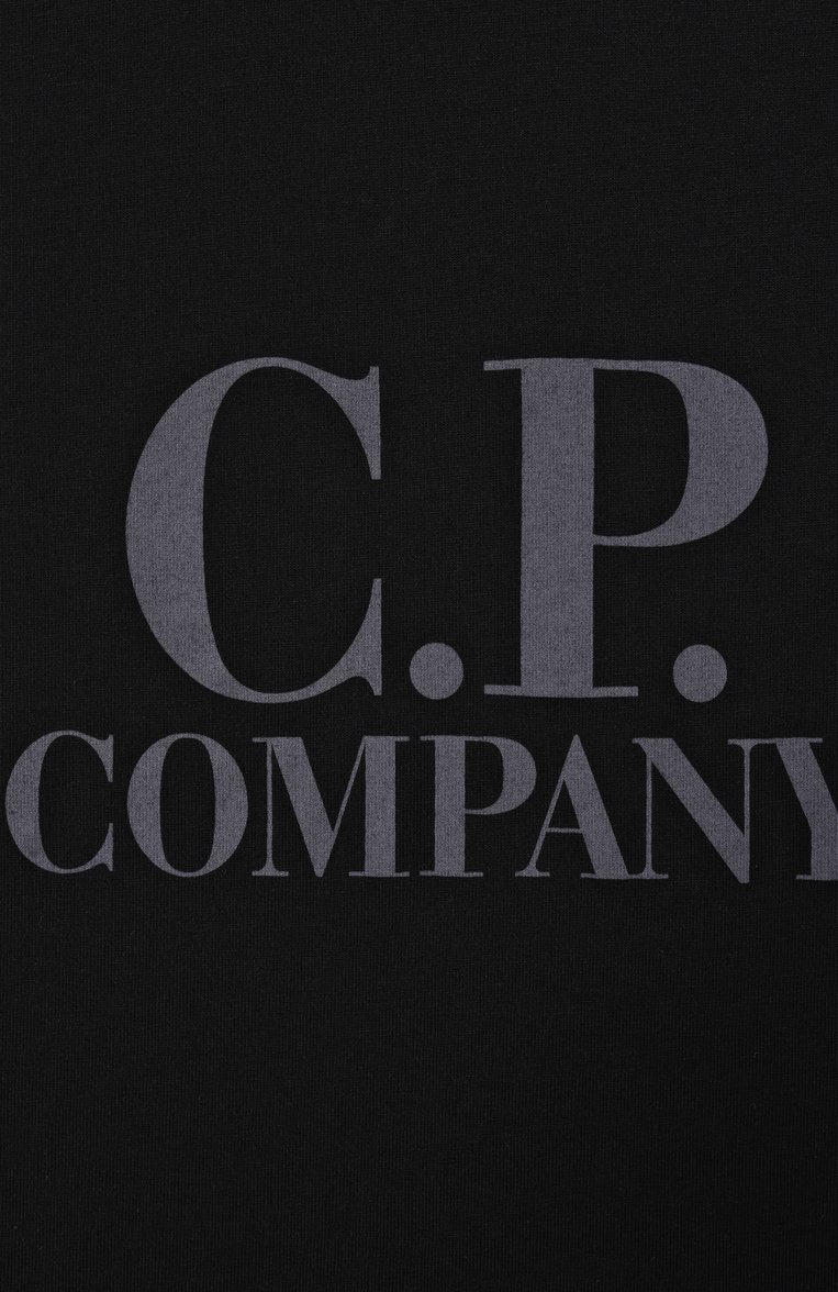 Детская хлопковая футболка C.P. COMPANY черного цвета, арт. CNM006/LAA17/4-8 | Фото 3 (Рукава: Короткие; Драгоценные камни: Проставлено; Материал сплава: Проставлено; Мальчики Кросс-КТ: Футболка-одежда; Материал внешний: Хлопок; Ростовка одежда: 4 года | 104 см, 6 лет | 116 см, 8 лет | 128 см)