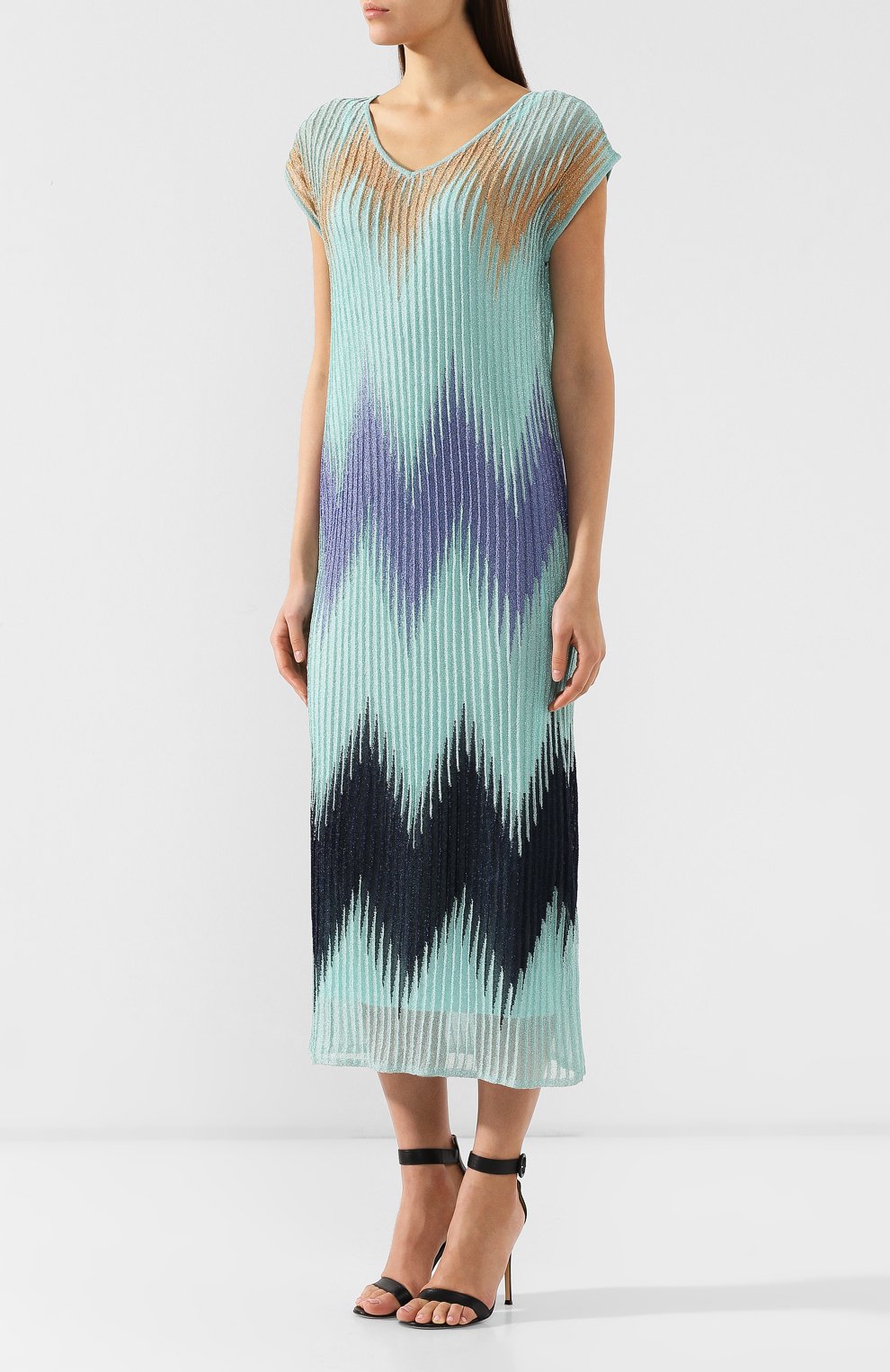 Платье-миди M MISSONI бирюзового цвета по цене 59400 руб., арт. 2DG00127/2K001A, фото 3 Платье-миди M MISSONI, арт. 2DG00127/2K001A, фото 3
