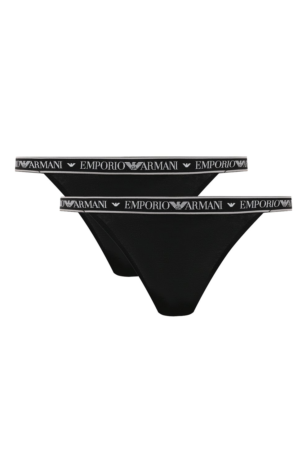 Комплект из двух трусов-стрингов EMPORIO ARMANI черного цвета по цене 3710 руб., арт. 164522/2F227, фото 1 Комплект из двух трусов-стрингов EMPORIO ARMANI, арт. 164522/2F227, фото 1