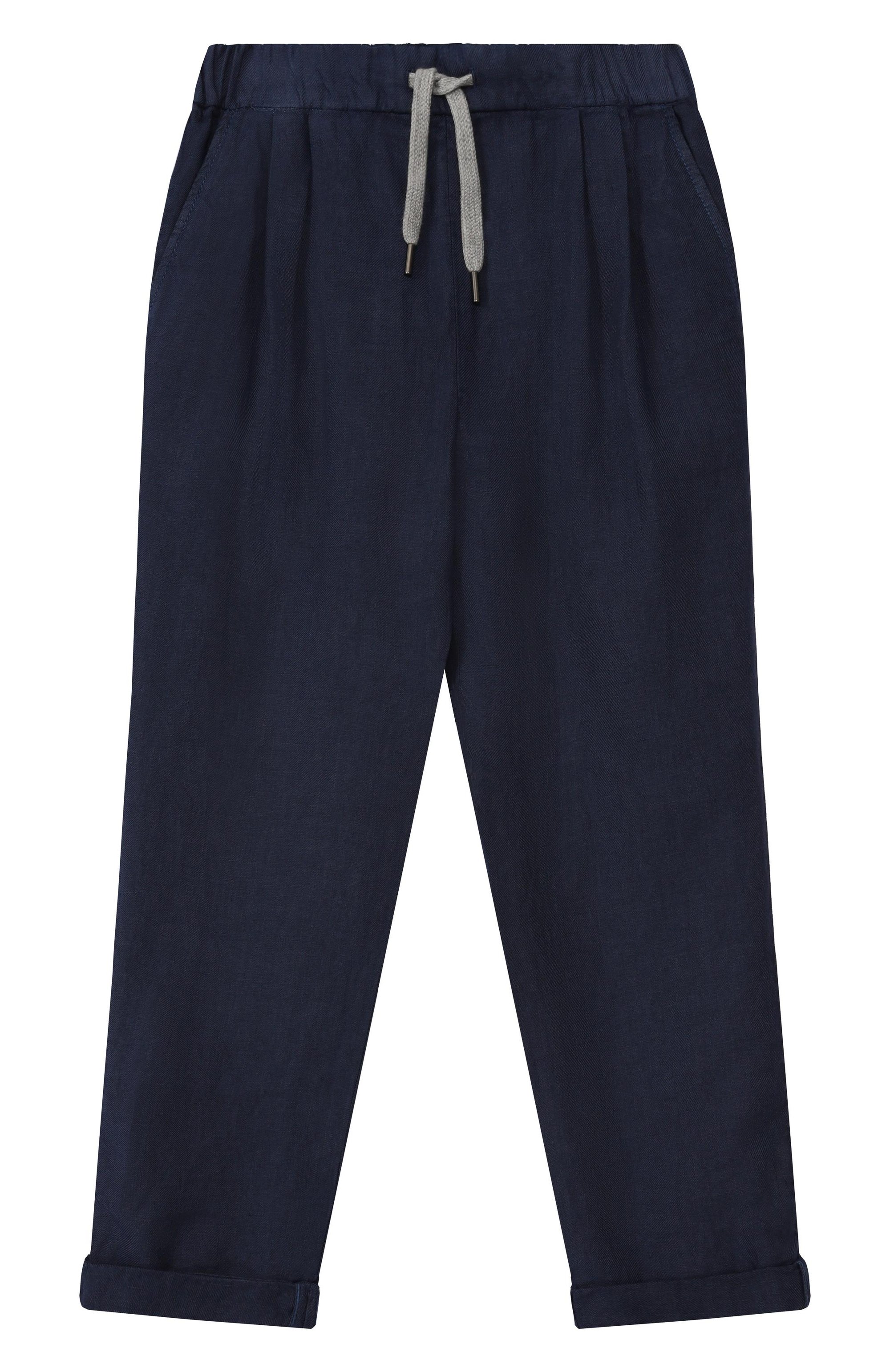 Льняные брюки BRUNELLO CUCINELLI синего цвета по цене 56850 руб., арт. B243DP113C, фото 1 Льняные брюки BRUNELLO CUCINELLI, арт. B243DP113C, фото 1