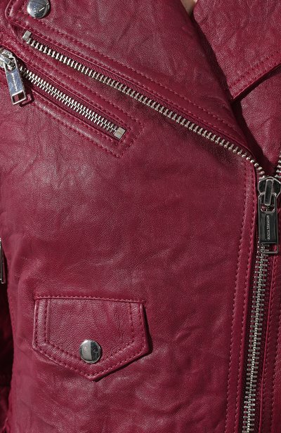 Кожаная куртка MICHAEL MICHAEL KORS бордового цвета по цене 49200 руб., арт. MU82HYG2A3, фото 5 Кожаная куртка MICHAEL MICHAEL KORS, арт. MU82HYG2A3, фото 5