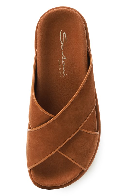 Замшевые шлепанцы Santoni WHXG72177G0MNUGC Коричневый  WHXG72177G0MNUGC Фото 6