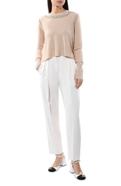 Шерстяной пуловер MIU MIU бежевого цвета по цене 135000 руб., арт. MML526-1Z4A-F0627, фото 2 Шерстяной пуловер MIU MIU, арт. MML526-1Z4A-F0627, фото 2