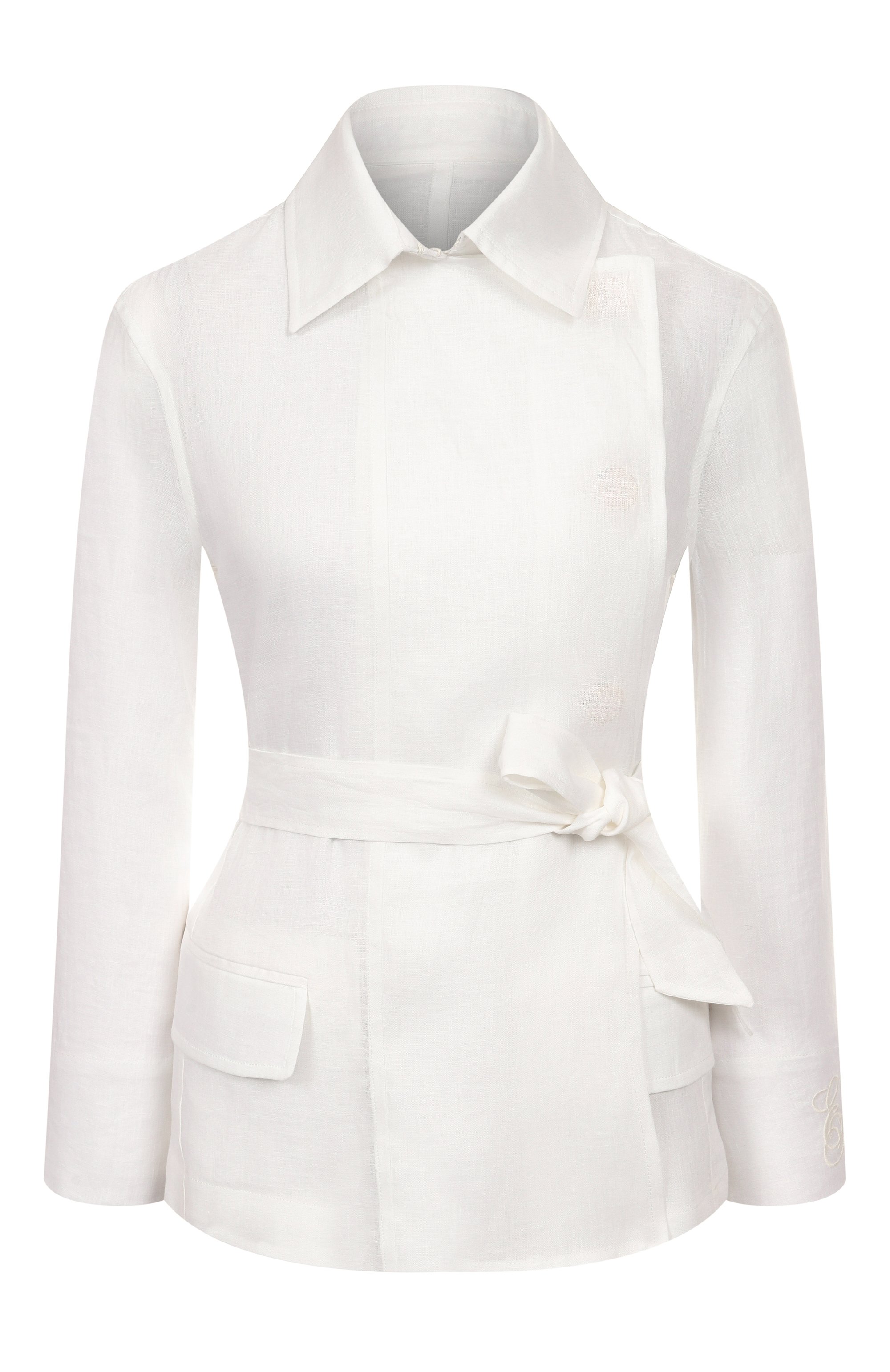 Льняной жакет EMPORIO ARMANI белого цвета по цене 99500 руб., арт. EW001545/TE14012, фото 1 Льняной жакет EMPORIO ARMANI, арт. EW001545/TE14012, фото 1