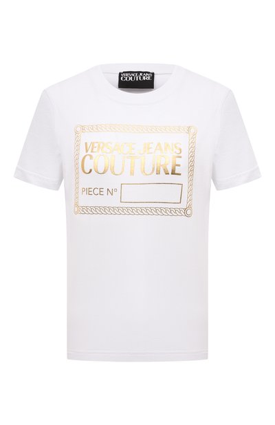 Женская хлопковая футболка VERSACE JEANS COUTURE, арт. 72HAHT17-72DP613 R PIECE NR F0IL WHITE+G0LD/CJ000