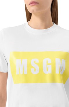 Женская хлопковая футболка MSGM белого цвета, арт. 3841MDM520/257002 | Фото 5 (Материал внешний: Хлопок; Рукава: Короткие; Длина (д�ля топов): Стандартные; Принт: С принтом; Стили: Кэжуэл)