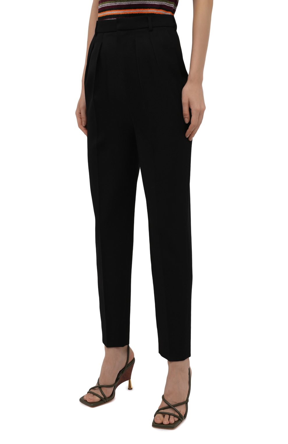 Шерстяные брюки SAINT LAURENT черного цвета по цене 96050 руб., арт. 664335/Y512W, фото 3 Шерстяные брюки SAINT LAURENT, арт. 664335/Y512W, фото 3