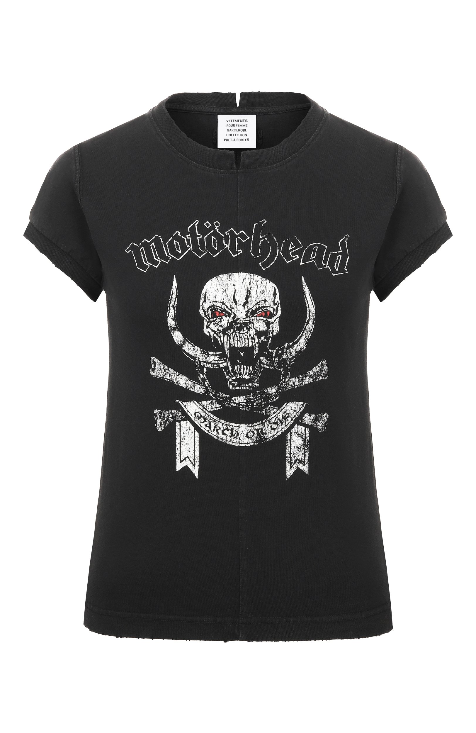 Хлопковая футболка vetements x motörhead VETEMENTS черного цвета по цене 89250 руб., арт. WH27TR245B, фото 1 Хлопковая футболка vetements x motörhead VETEMENTS, арт. WH27TR245B, фото 1