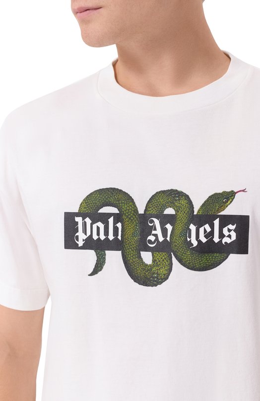 Хлопковая футболка Palm Angels PMAA109F25JER008 Белый  PMAA109F25JER008 Фото 5