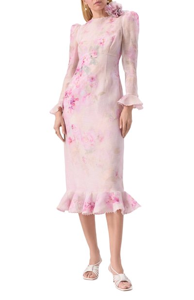 Платье изо льна и шелка ZIMMERMANN розового цвета по цене 211000 руб., арт. 2337DR251, фото 3 Платье изо льна и шелка ZIMMERMANN, арт. 2337DR251, фото 3