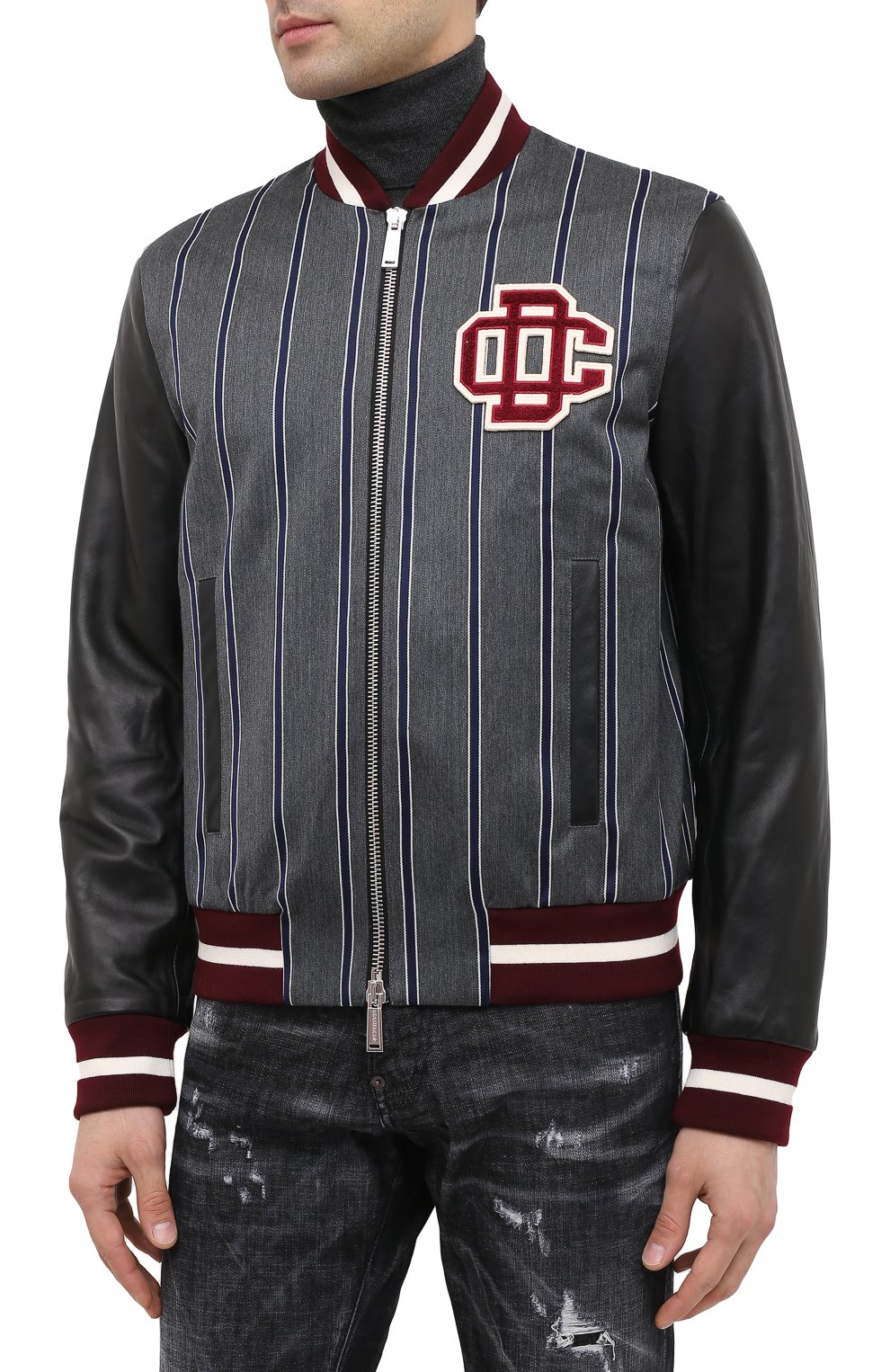 Бомбер из шерсти и хлопка DSQUARED2 серого цвета по цене 141500 руб., арт. S74AM1069/S52988, фото 4 Бомбер из шерсти и хлопка DSQUARED2, арт. S74AM1069/S52988, фото 4