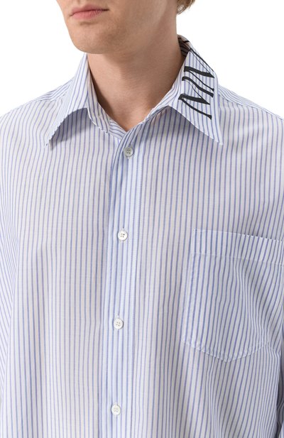 Хлопковая рубашка MM6 голубого цвета по цене 75750 руб., арт. SH0DT0014/M35251, фото 5 Хлопковая рубашка MM6, арт. SH0DT0014/M35251, фото 5