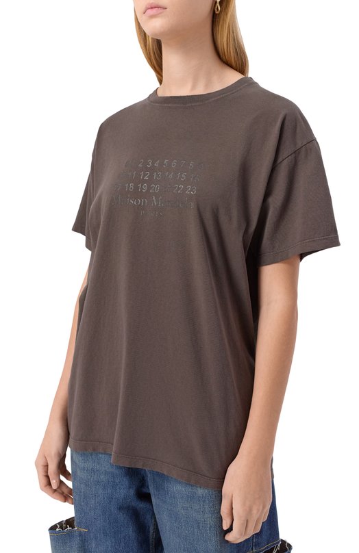Хлопковая футболка Maison Margiela S29GC0307/S24575 Коричневый  S29GC0307/S24575 Фото 3