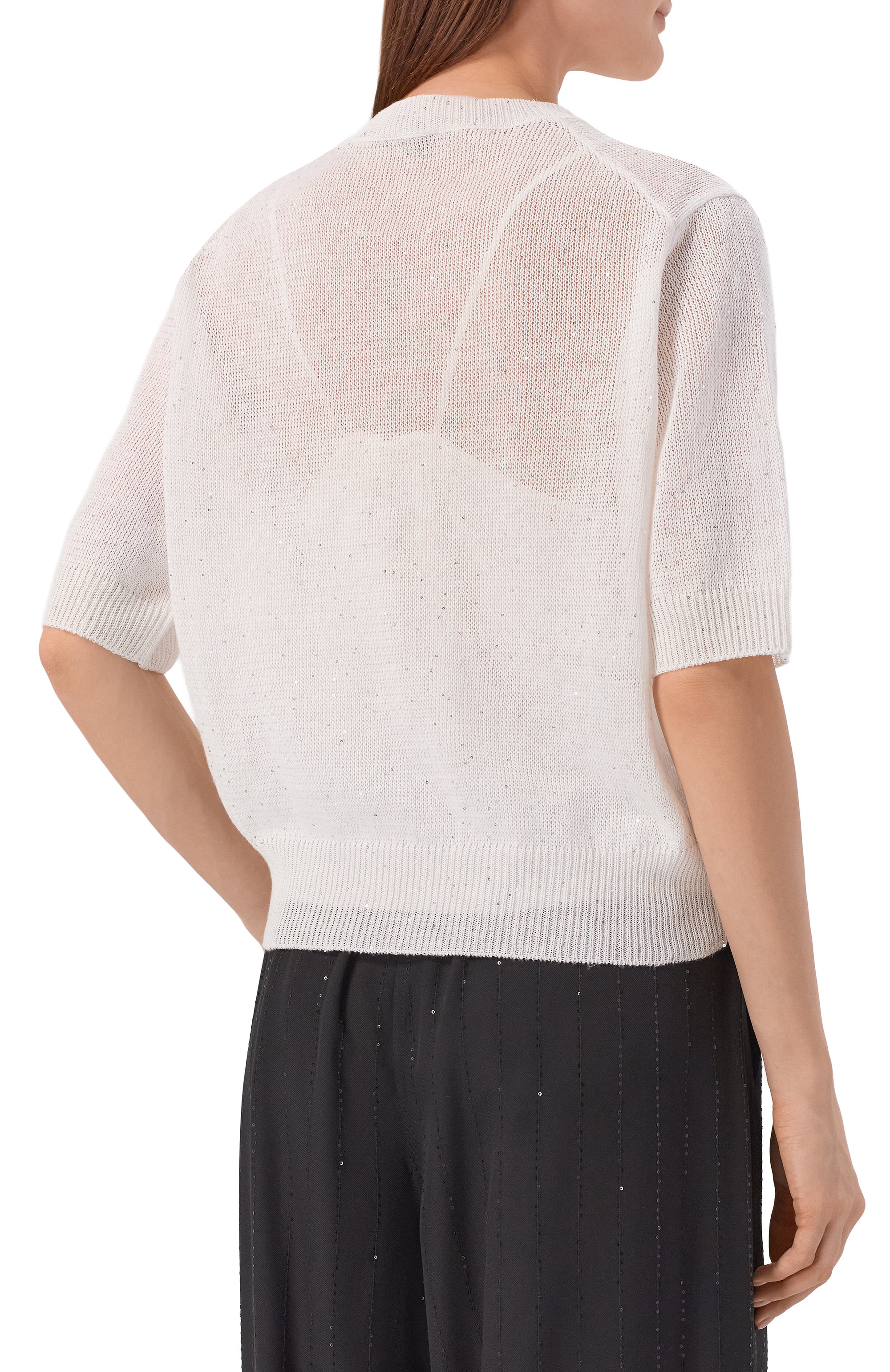 Пуловер изо льна и хлопка BRUNELLO CUCINELLI, арт. MDT746400, фото 4